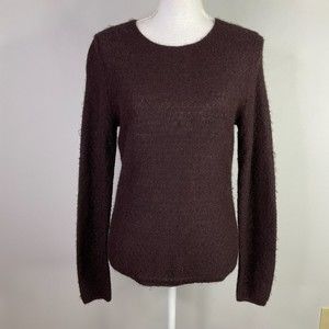 Vintage Anne Klein Sweater Women Medium Alpaca Long Sleeve Brown